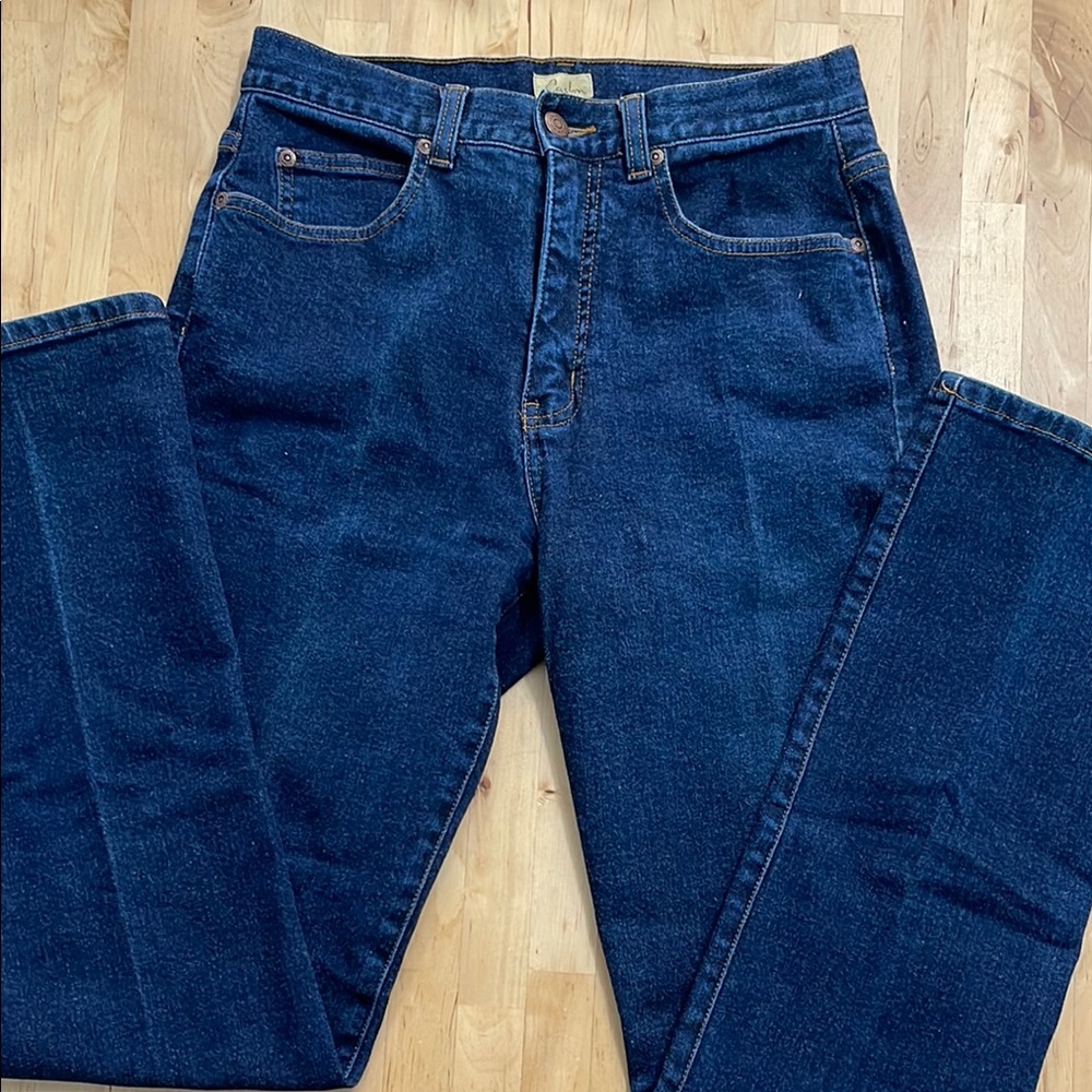 CASLON DARK BLUE DENIM JEANS WOMENS 8 STRAIGHT LEG STRETCH 98%-COTTON 5-POCKET